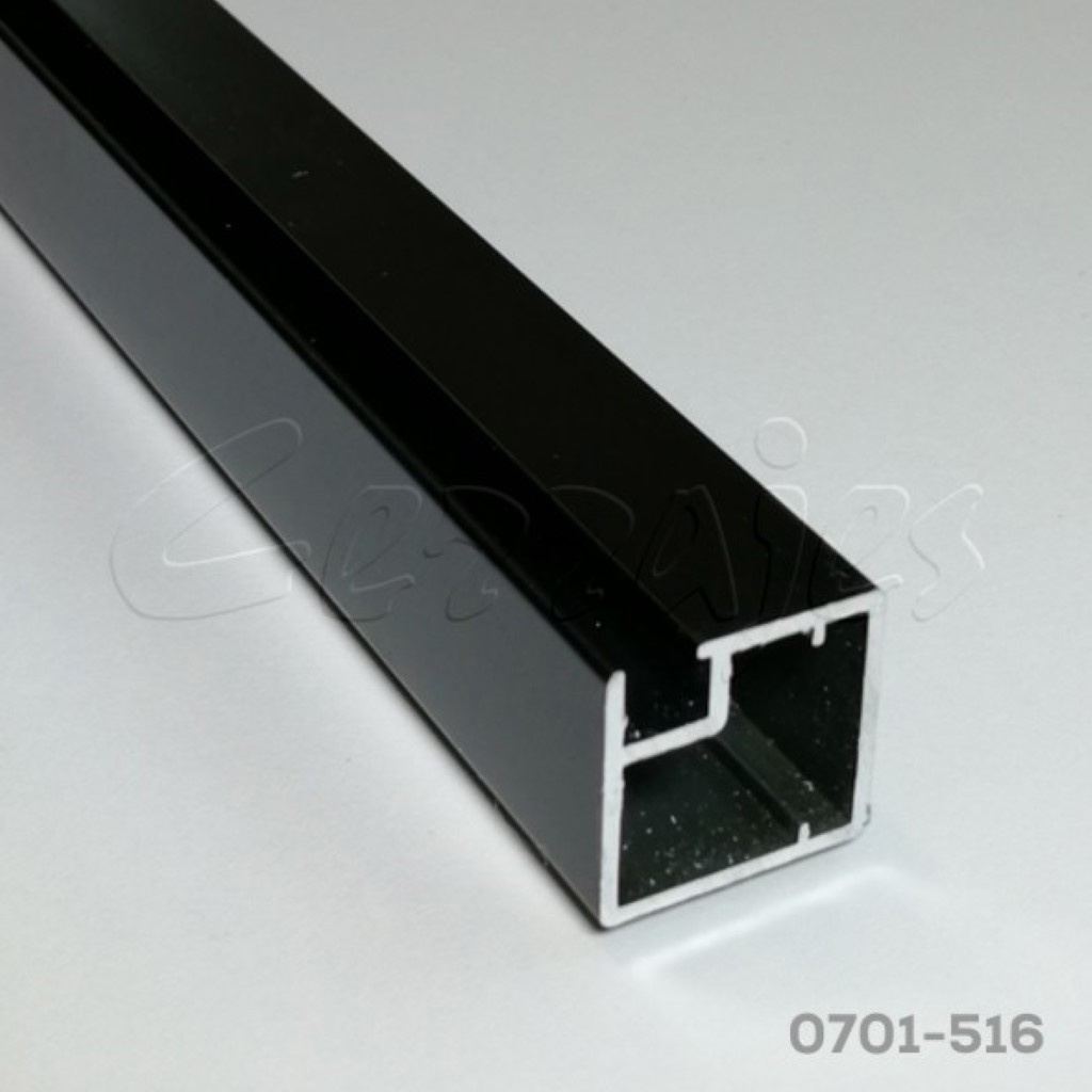 0701-516 Perfil aluminio 4021 Negro mate 19x20 mm para cristal L=3m E16