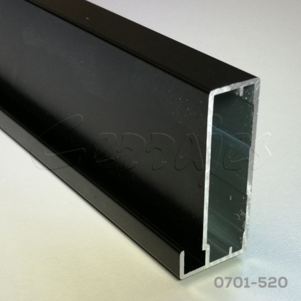 0701-520 Perfil aluminio 4022 Negro mate 45x20 mm para cristal L=3m E42