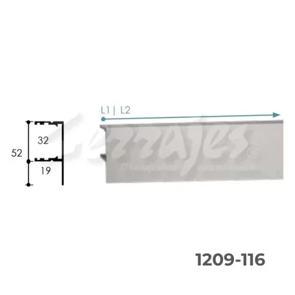 Perfil plano-Intermedio-Horizontal-Vertical-3000mm-x19mm-Aluminio-Negro-mate