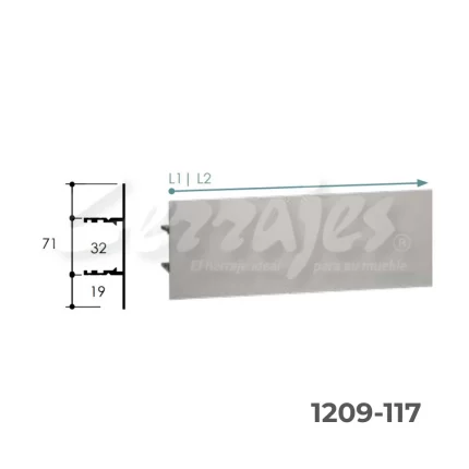 Perfil plano-Intermedio-Horizontal-Vertical-3000mm-x19mm-Aluminio-Negro mate