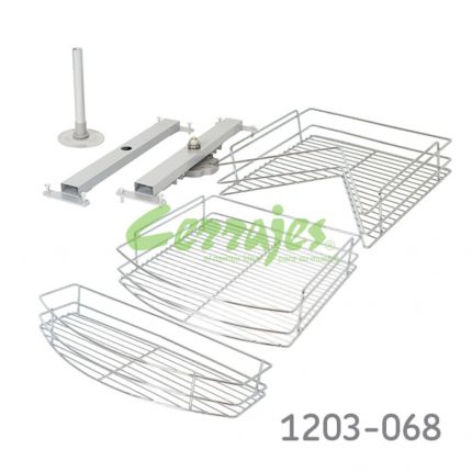 Canastilla giratoria p/esquina Cerrajes "Lazy" 3/4 Ø=800mm alambre cromado canastillas extraibles