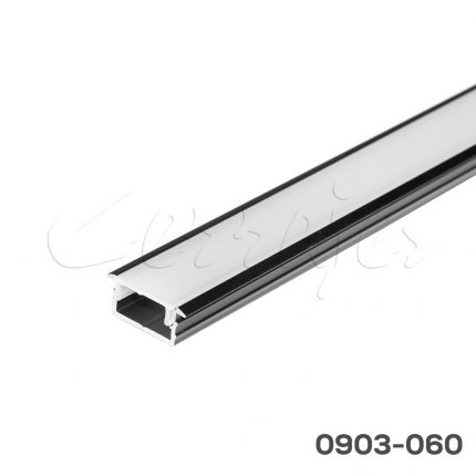 Perfil de aluminio embutido (18 mm) 15x8 mm L=2500 mm Negro con difusor