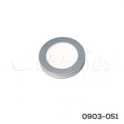 Luminario Led Mod.Piccola PLR65 12VCD-1,8W Ø65*H10mm 6500°K montaje superficial/embutido gris plata