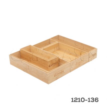 juego de cajones organizadores Cerrajes Bambú Natural 5 cajones apilables