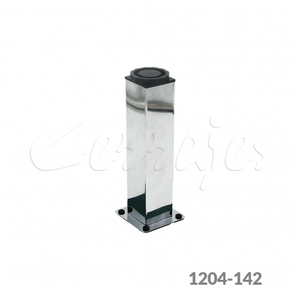 Pata cuadrada para mueble Cerrajes 40x40mm H=220mm+20mm  acero Cromada 100Kg con placa 63x63mm