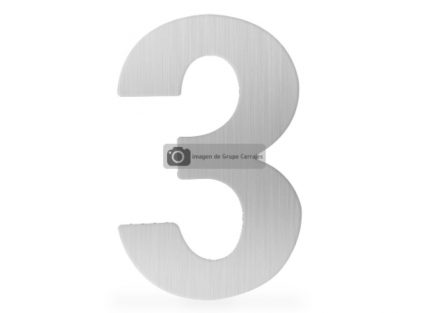 Número 3 metálico de 152 mm acabado inoxidable