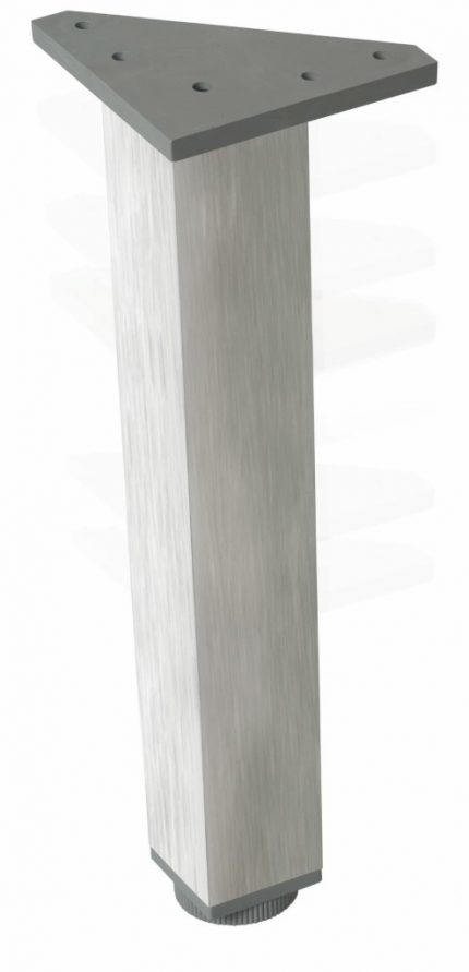 Pata cuadrada  alum. cepillado 40x40 mm H=220 mm para mueble