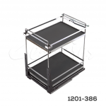 Botellero "Nápoles" varilla plana cromada y piso melamínico con cierre suave W=300mm