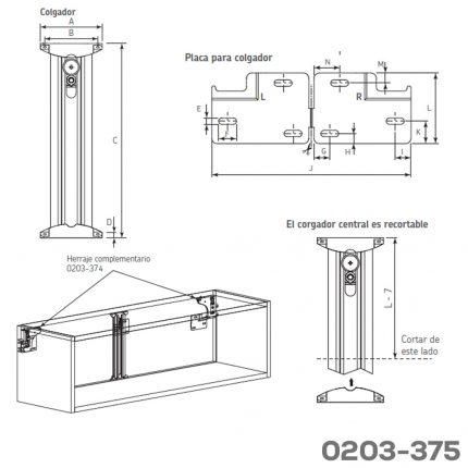 Colgador central LIBRA CH L= 250 mm con accesorios