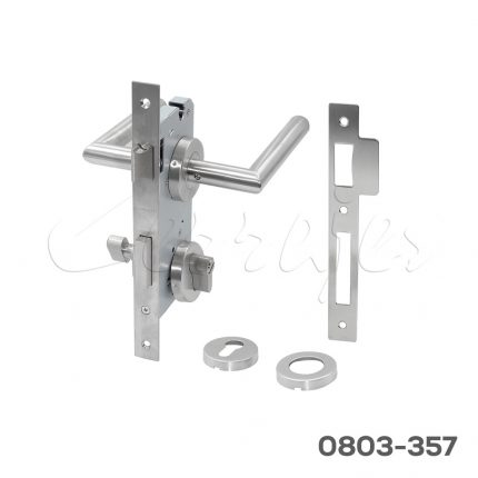 Manija para Baño, Mod."Atria" mecanismo 85X55mm con cilindro de privacidad (mariposa/ranura), Satinado