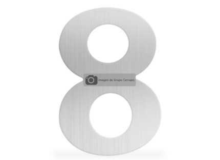 Número 8 metálico de 152 mm acabado inoxidable