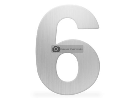 Número 6 metálico de 152 mm acabado inoxidable