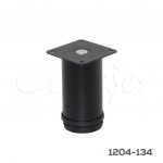 Pata para mueble Cerrajes H=100mm Ø=50mm acero epóxico Negro mate nivelador +15mm con placa 65x65mm