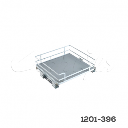 Canastilla "Nápoles" varilla plana cromada y piso melamínico con cierre suave  W=450mm