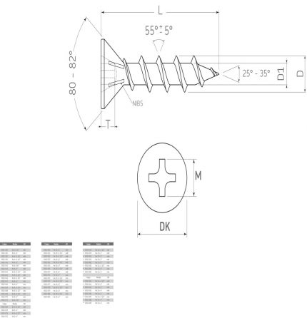 Tornillo para unión de madera cabeza plana "Sinker" #10 x3-1/2" (88,9 mm) PH2 Negro con punta