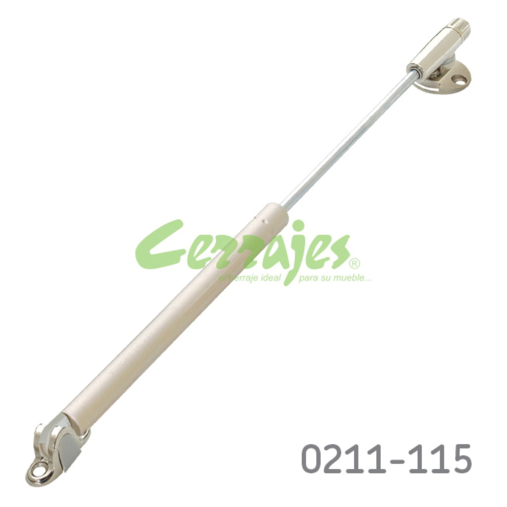7DF202A226CD3CAFFF41D5339C2790F2-1.jpg Pistón automático Italiana Ferramenta "Kraby" L=355mm beige 100N con enganche y tornillos - Image 1