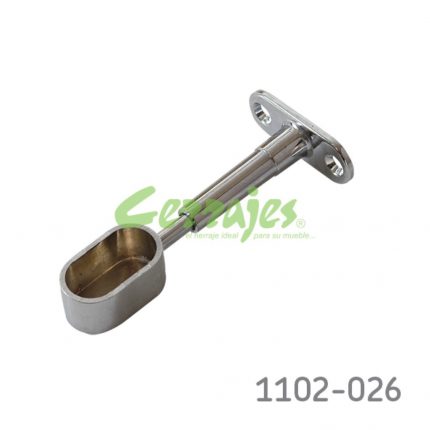 Soporte terminal ajustable para tubo oval h=80-120 mm Cromo