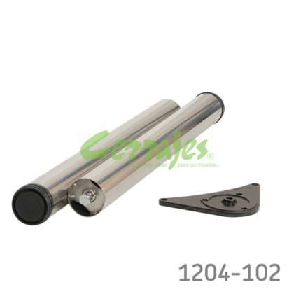 Juego de 4 patas para mesa Cerrajes H=710mm Ø=60mm acero Niquel cepillado nivelador +25mm