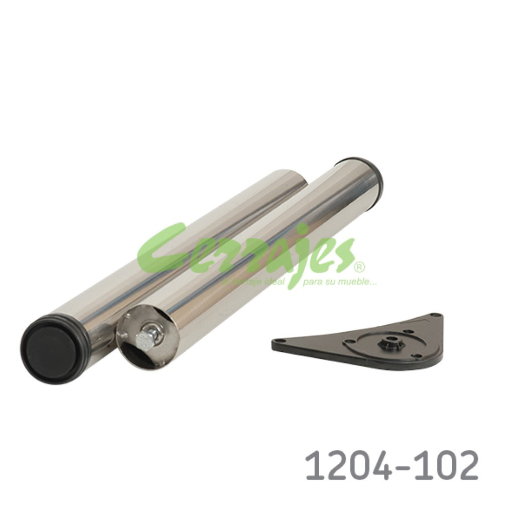 8C250990A85925F893D69BAF9F7B13F1.jpg Juego de 4 patas para mesa Cerrajes H=710mm Ø=60mm acero Niquel cepillado nivelador +25mm - Image 1