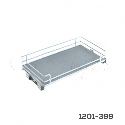 Canastilla "Nápoles" varilla plana cromada y piso melamínico con cierre suave  W=900mm