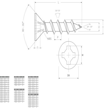 Tornillo cabeza plana "Combi" #8 x1" (25,4 mm) PH2/SQD2 Negro con punta