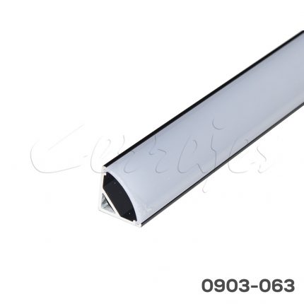 Perfil de aluminio sobrepuesto para ángulos, 15x15 mm L=2500 mm Negro con difusor