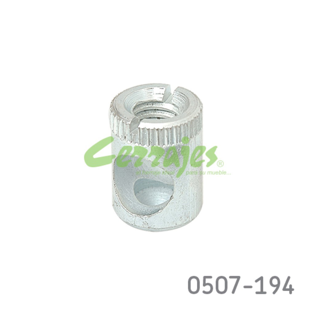 A93B95E847B94E16608AF48341E3F62E.jpg Cámara para ensamble Italiana Ferramenta "Cross Dowel" Ø=10mmH=15mm M6 para 18mm Zincado - Image 1