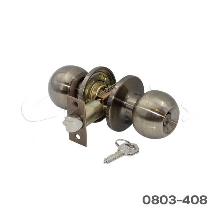 Manija tubular ent/rec. Mod."Apolo" llave estándar/botón, Pest.60-70mm, Latón antiguo