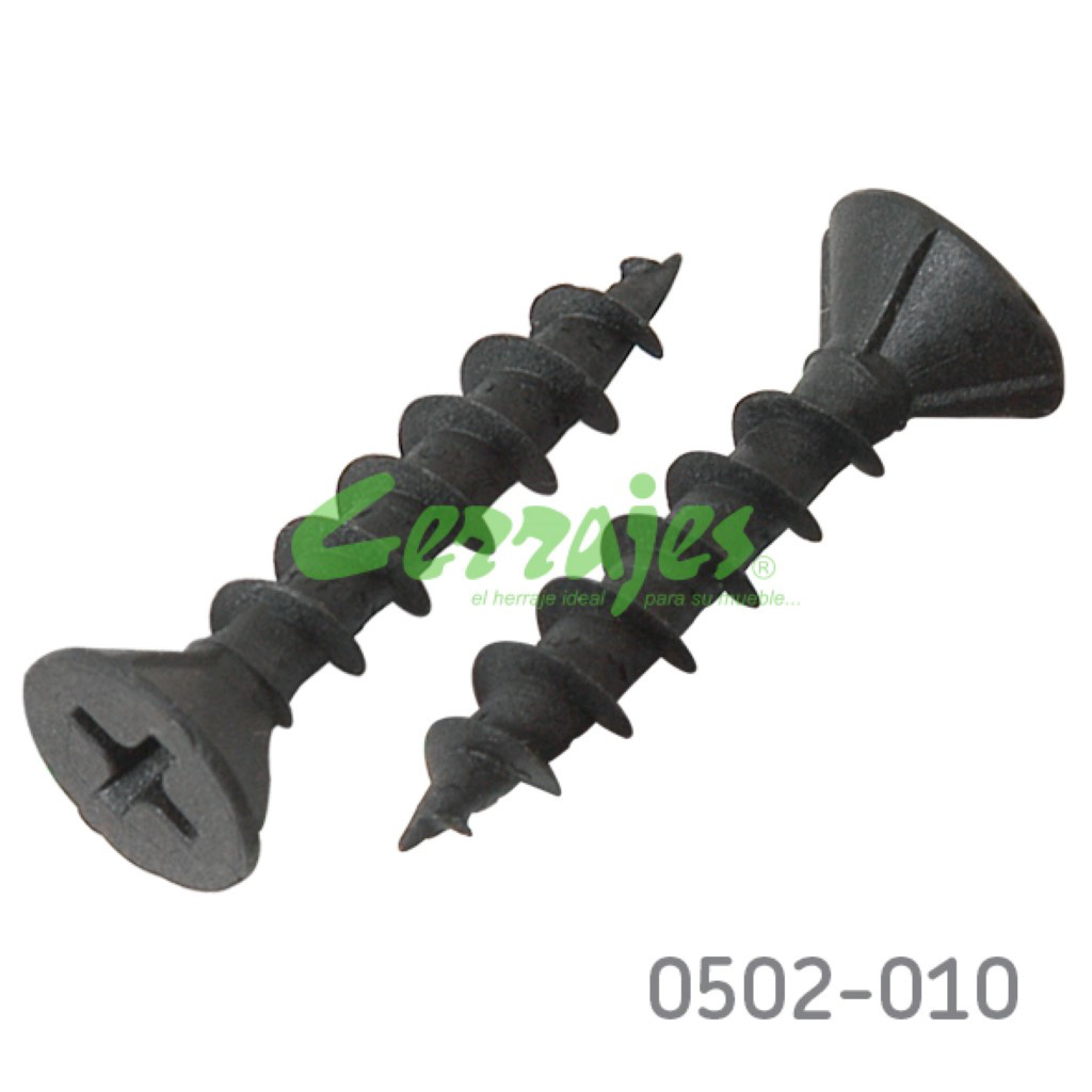 B9CF874443CA1D87178B5BADC348CE63.jpg Tornillo para unión de madera cabeza plana "Sinker" #10 x1" (25,4 mm) PH2 Negro con punta - Image 1