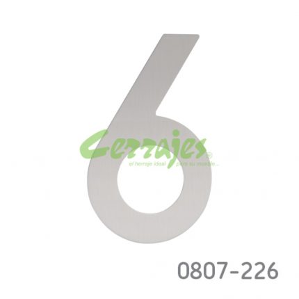 Número 6 metálico de 200 mm inoxidable