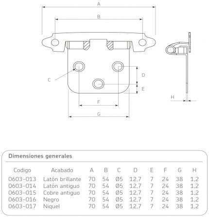 Bisagra para gabinete americano Cerrajes "Americana" L' Niquelada auto-cierre