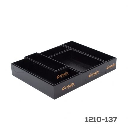 juego de cajones organizadores Cerrajes Bambú Negro 5 cajones apilables