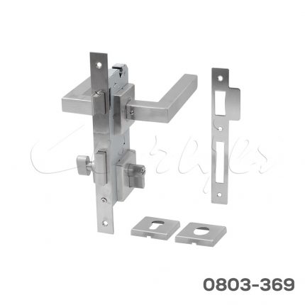 Manija para Baño, Mod."Capella" mecanismo 85x55mm con cilindro de privacidad (mariposa/ranura), Satinado