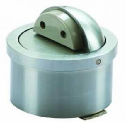 Tope para puerta de embutir a piso diam 75 mm satinado