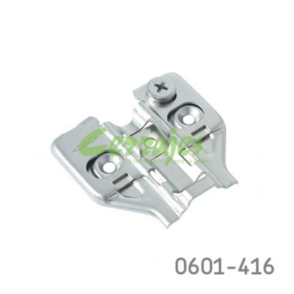 Base para bisagra Cerrajes  niquelada H=0mm 37x32mm ajuste excéntrico, para costado de 19mm