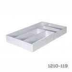 Organizador modular para cajón cubertero 5 secciones (2-CH 2-MD 1-XL) Cerrajes Poliestireno blanco