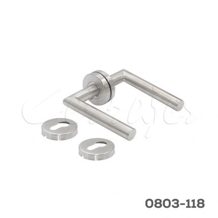 Manija Modedo "Moana" base y cubre-cilindro Ø=53 mm, Acero inoxidable satinado