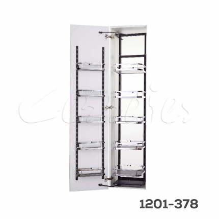 Despensa sencilla "Nápoles" varilla plana cromada y piso melamínico H=1920 a 2220mm  W=450mm