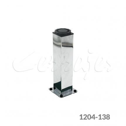 Pata cuadrada para mueble Cerrajes 40x40mm H=100mm+20mm acero Cromada 100Kg con placa 63x63mm