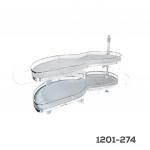 Esquina oscilante izquierda "Nápoles" varilla plana cromada piso melamínico y cierre suave W=900mm