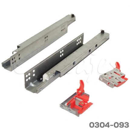 Corredera bajo montaje fijación con soporte Cerrajes "Okulta" L=350mm Zincada Extensión total Cierre suave