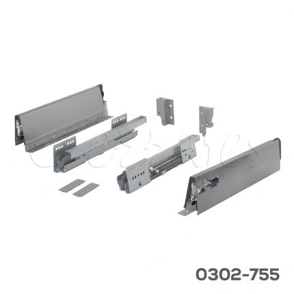 Corredera doble pared enganche rápido  Cerrajes "Stetik" H=86mm L=450mm epóxica plata Cierre suave