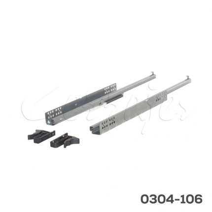 Corredera bajo montaje fijación con soporte Cerrajes "Okulta" L=350mm Zincada Ext.3/4 Cierre suave