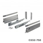 Corredera doble pared enganche rápido  Cerrajes "Stetik" H=204mm L=450mm epóxica plata Cierre suave