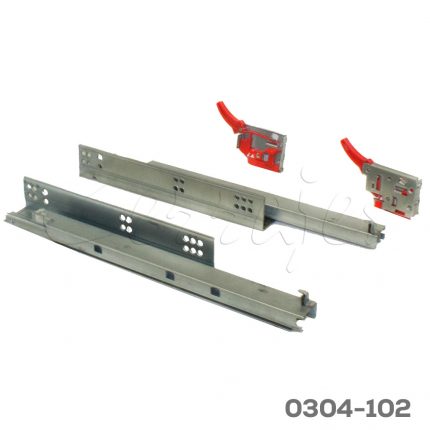 Corredera bajo montaje fijación con soporte Cerrajes "Okulta" L=400mm Zincada Extensión total Cierre suave