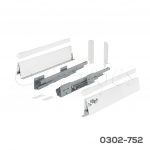 Corredera cajón cacerolero doble pared Cerrajes "Stetik"L=500mm blanca Cierre suave riel rectangular