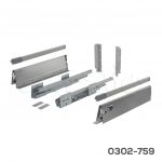 Corredera doble pared enganche rápido  Cerrajes "Stetik" H=204mm L=500mm epóxica plata Cierre suave