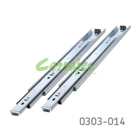 Corredera de baleros Cerrajes Reforzada H=45mm L=400mm Zincada Extensión total Espesor 1,2mm