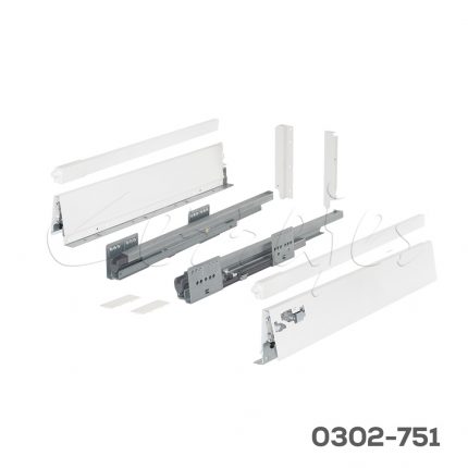 Corredera doble pared enganche rápido  Cerrajes "Stetik" H=204mm L=450mm epóxica blanca Cierre suave