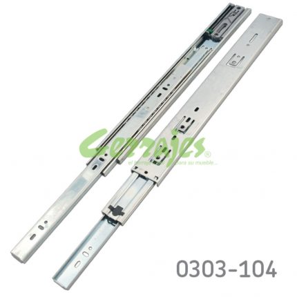 Corredera de baleros Cerrajes L=400mm Zincada Extensión total Apertura automática (Push)